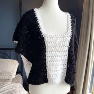 Handmade Crochet Black and White Sweater